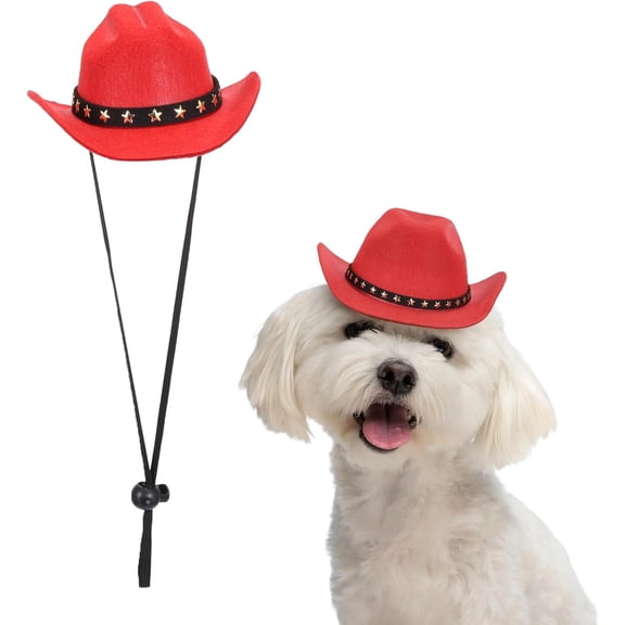 Dog Cowboy Hat, Mini Cowboy Hat for Pet with Chin Strap Adjustable Cosplay Cap, (Green, S), Intended for Dogs and Cats/Halloween Costume/Party Decoration