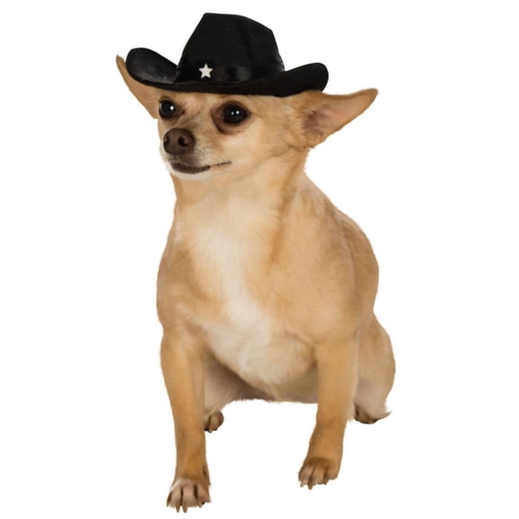 Medium Large Black Felt Cowgirl Cowboy Star Sherriff Hat For Pet Dog
