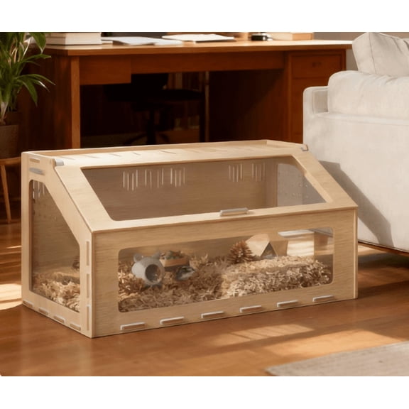 Dog Crate, 39 inch Hamster Cage Habitat with Window & Openable Top , Oak, Oak Pet Playpen,Acrylic,Wood Chicken Coop, Pet Supplies Pens & Hutches