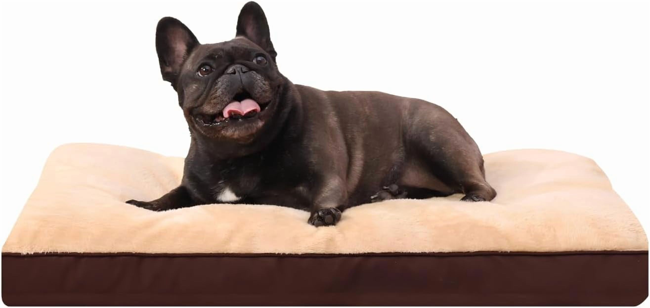 Dog Crate Bed Waterproof Deluxe Plush Dog Beds with Removable Washable Cover Anti-Slip Bottom Pet Sleeping Mattress for Large, Medium, Jumbo, Small Dogs, 23 x 17 inch, Brown