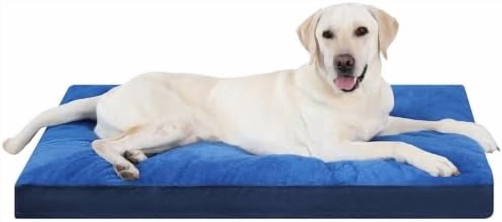 Dog Crate Bed Waterproof Deluxe Plush Dog Beds with Removable Washable Cover Anti-Slip Bottom Pet Sleeping Mattress for Large, Medium, Jumbo, Small Dogs, 41 x 27 inch, Navy