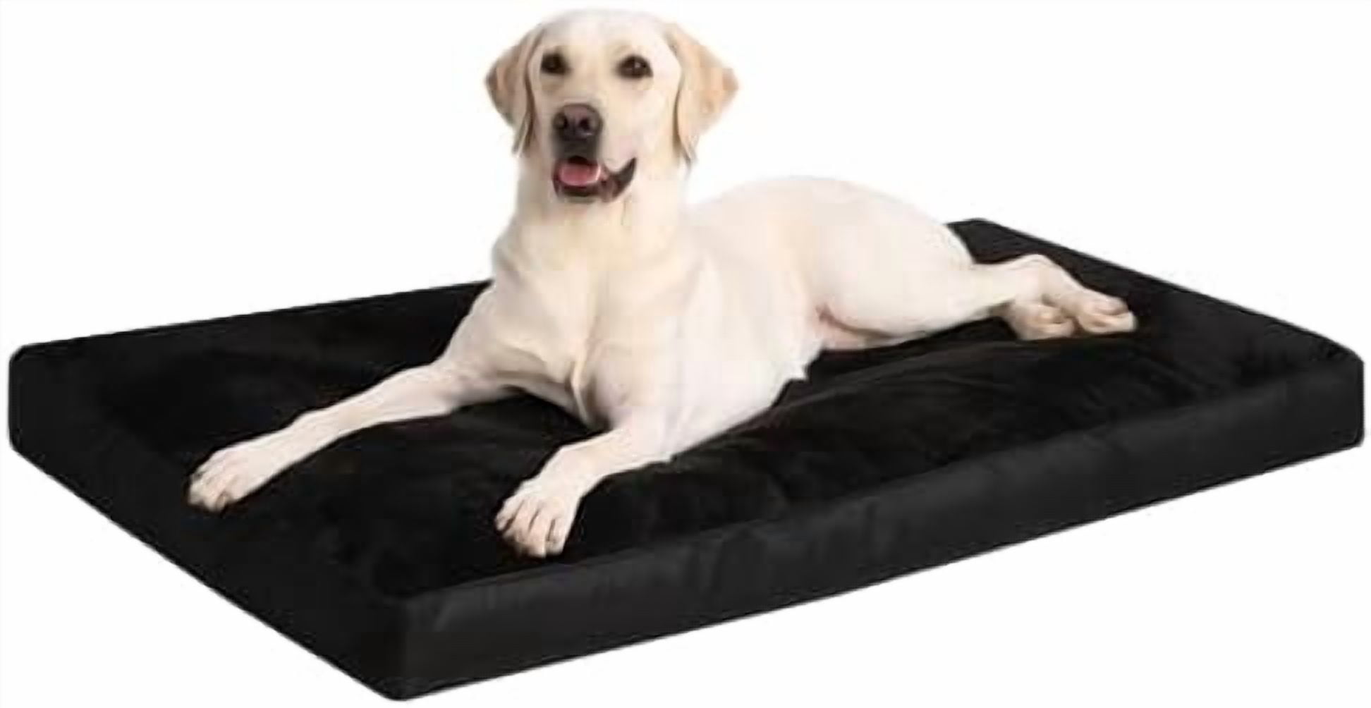 Dog Crate Bed Waterproof Deluxe Plush Dog Beds with Removable Washable Cover Anti-Slip Bottom Pet Sleeping Mattress for Large, Medium, Jumbo, Small Dogs, 47 x 29 inch, Black