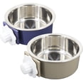 thumbnail image 1 of Dog Crate Bowl, Hanging Stainless Steel Removable Pet Crate Water & Food Bowls, Pet Cage Feeder Container Coop Cup for Cat Puppy Birds Rats Guinea Pigs Rabbit Hamster (2PCS) Dark Blue/Grey,2PCS Round, 1 of 7