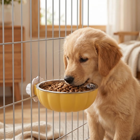 Dog Crate Bowl, Stainless Steel Hanging Dog Bowl, Clip On Pet Food and Water Bowl for Crate Cage Kennel, Removable Anti Spill Dog Feeder, Adjustable Hanging Bowl for Dogs Cats Rabbits