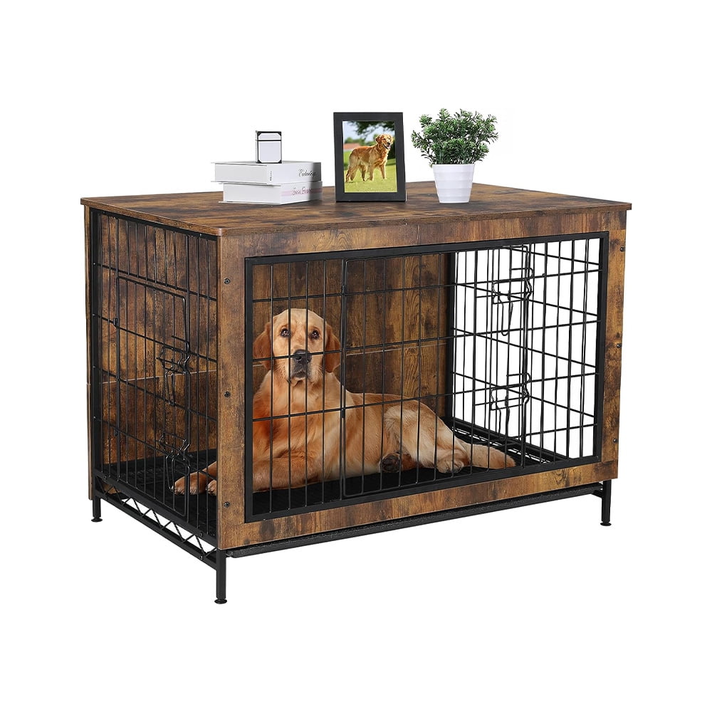 Dog Crate,Corner Wooden Dog Kennel w/Removable Tray, HeavyDuty XLarge