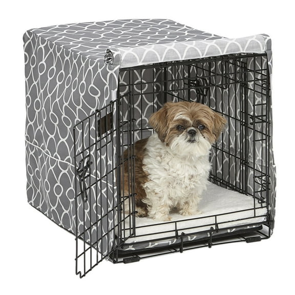 Dog Crate Cover High Quality Quiet Time Private Secure Comfort Cool Grey Pattern (24")
