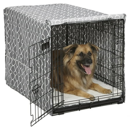 Dog Crate Cover High Quality Quiet Time Private Secure Comfort Cool Grey Pattern (36")