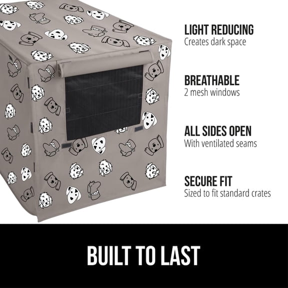 Dog Crate Covers Compatible with  Crates, All Sides Open, Privacy Cover Fits 42" Wire Kennel, Breathable Mesh Windows, Light Reducing Puppy Training Cage Topper, Taupe Dog