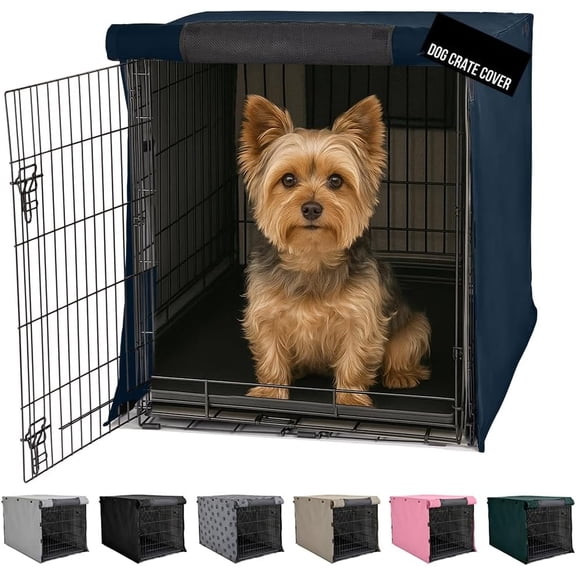 Dog Crate Covers compatible with Basics Dog Crates, All Sides Open, Privacy Cover Fits 42" Wire Kennel, Breathable Mesh Windows, Light Reducing Puppy Training Cage Topper, Gray Paw