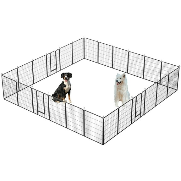 Dog Crate, Dog Playpen Foldable 24 Panels Dog Pen 40" Height Pet Enclosure Dog Fence Outdoor with Lockable Door for Large/Medium/Small Dogs,Puppy Playpen,RV,Camping Pet Fence, Black Pet Playpen