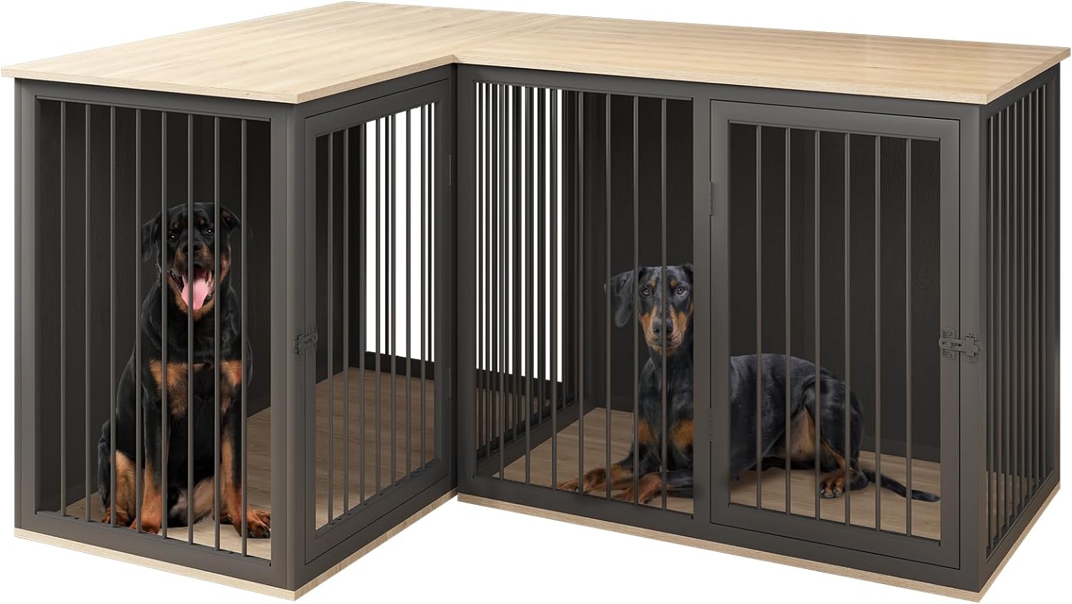 Dog Crate Furniture for 2 Dogs, Cuoote Large Kennel Furniture with