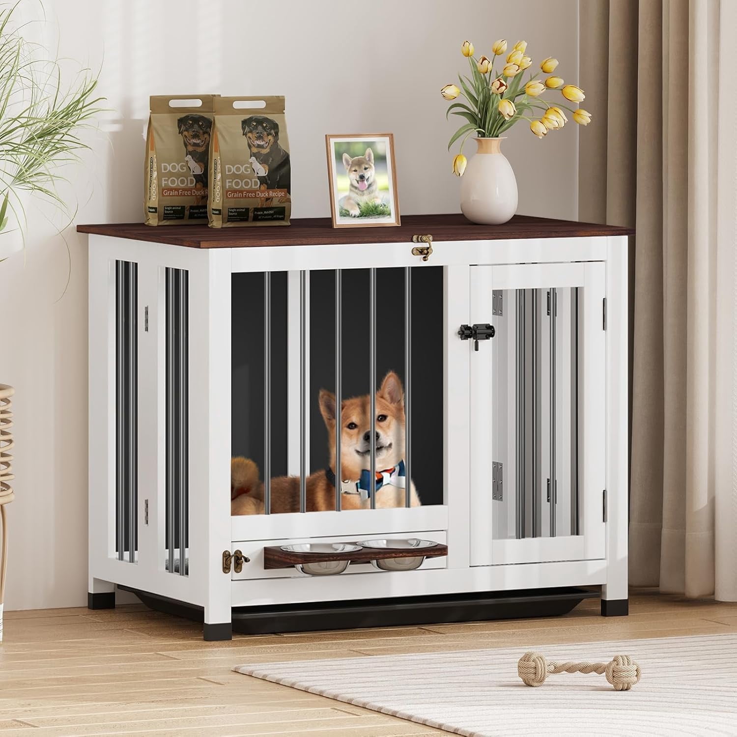 Picture of Dog Crate Furniture, 31.5'' Dog Kennel Indoor Foldable and Portable ...