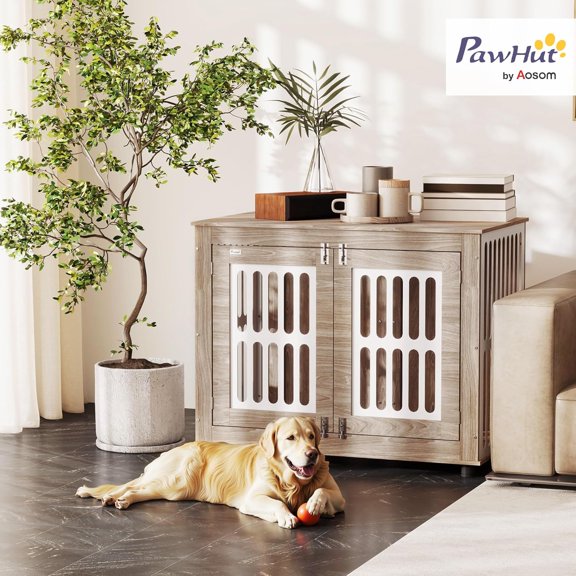 Dog Crate Furniture, 39 Inch Kennel Side Table with 2 for Large Dogs