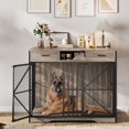 thumbnail image 1 of Dog Crate Furniture, 44 Inch Wooden Dog Cage with Open Compartment & Double Doors, Drawers for Small Medium Large Breeds, Vintage, 1 of 7
