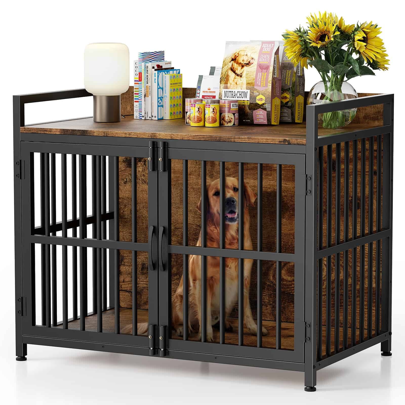 Dog Crate Furniture, BUG HULL 38" Heavy Duty Dog Kennels with Double