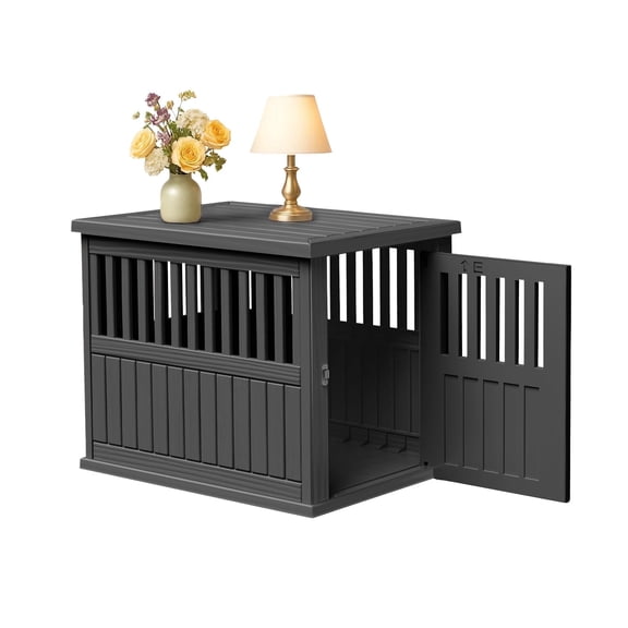EasyUp Indoor Wooden Dog Crate End Table with Lockable Latch, Fits Small & Medium Dogs