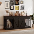 thumbnail image 1 of Mowpex Lockable 72" Wooden Furniture Style Crate for Dogs with Sliding Barn Doors, Black, 1 of 7