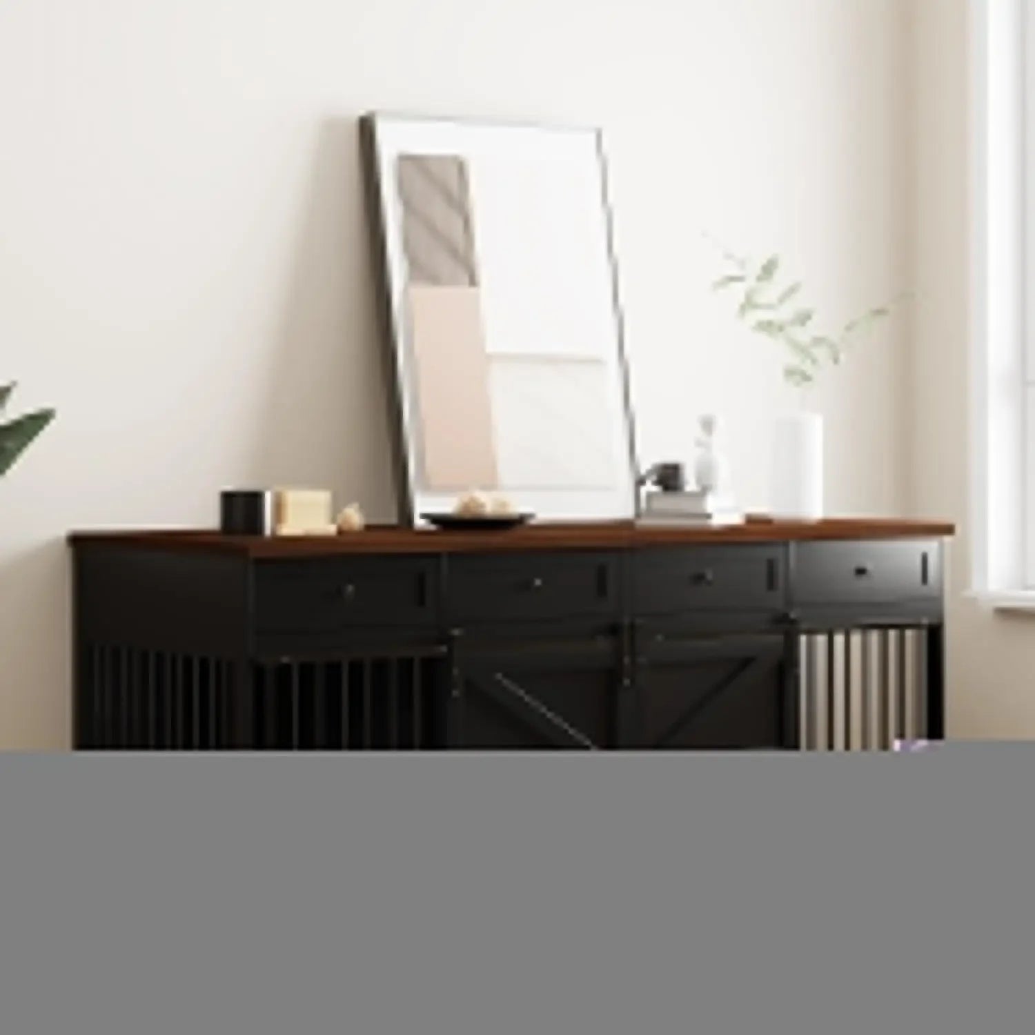 Dog Crate, Furniture Indoor Wooden Kennel Furniture with 4 Drawers & 2