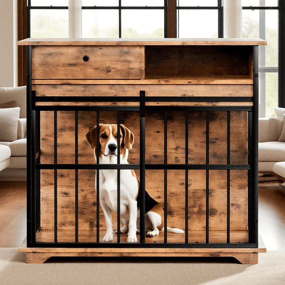 Photo inspiration: Pet Storage Systems For Large Pets Reference: Dog Crate Furniture Large Wooden Dog Kennel With Metal Frame