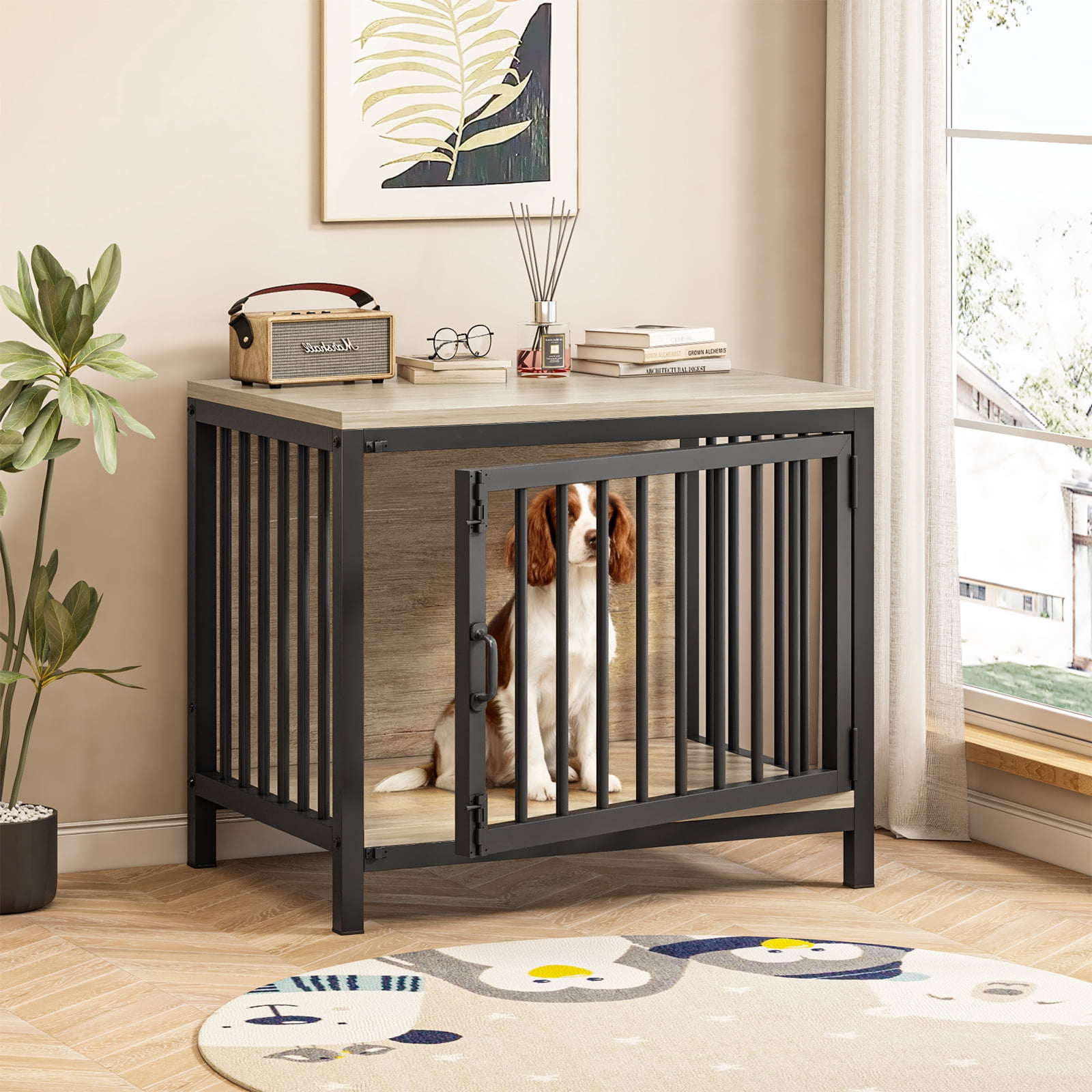 Dog Crate Furniture for Medium and Small Dogs, 31" Wooden Dog Kennel ...