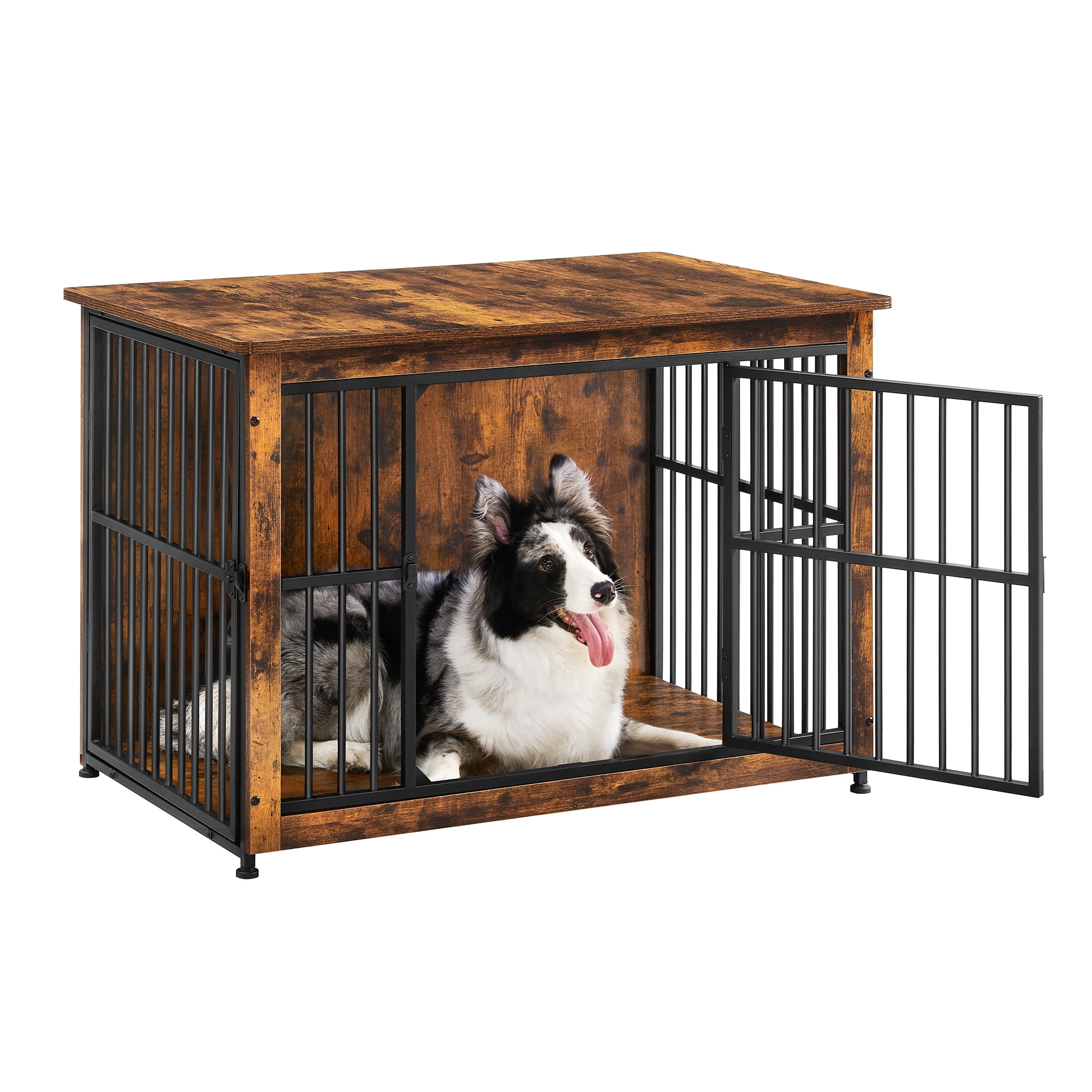 Dog Crate Furniture, Side End Table, Modern Kennel for Dogs Indoor up to 70 lb, Heavy-Duty Dog Cage with Enclosed Base Rustic Brown