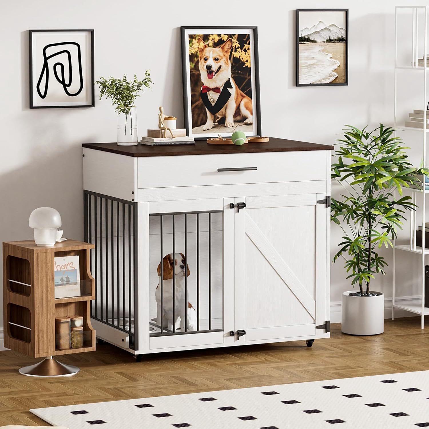 Home Decor Dog Crate With Drawer Reference: Dog Crate Furniture With Storage Drawer Dog Kennel Furniture Heavy
