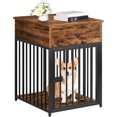 thumbnail image 1 of Dog Crate Furniture, Wooden Dog House, Decorative Dog Kennel with Drawer, Indoor Pet Crate End Table for Small Dog, Steel-Tube Puppy Cage, Chew-Proof, Rustic Brown and Black BF01GW03, 1 of 9
