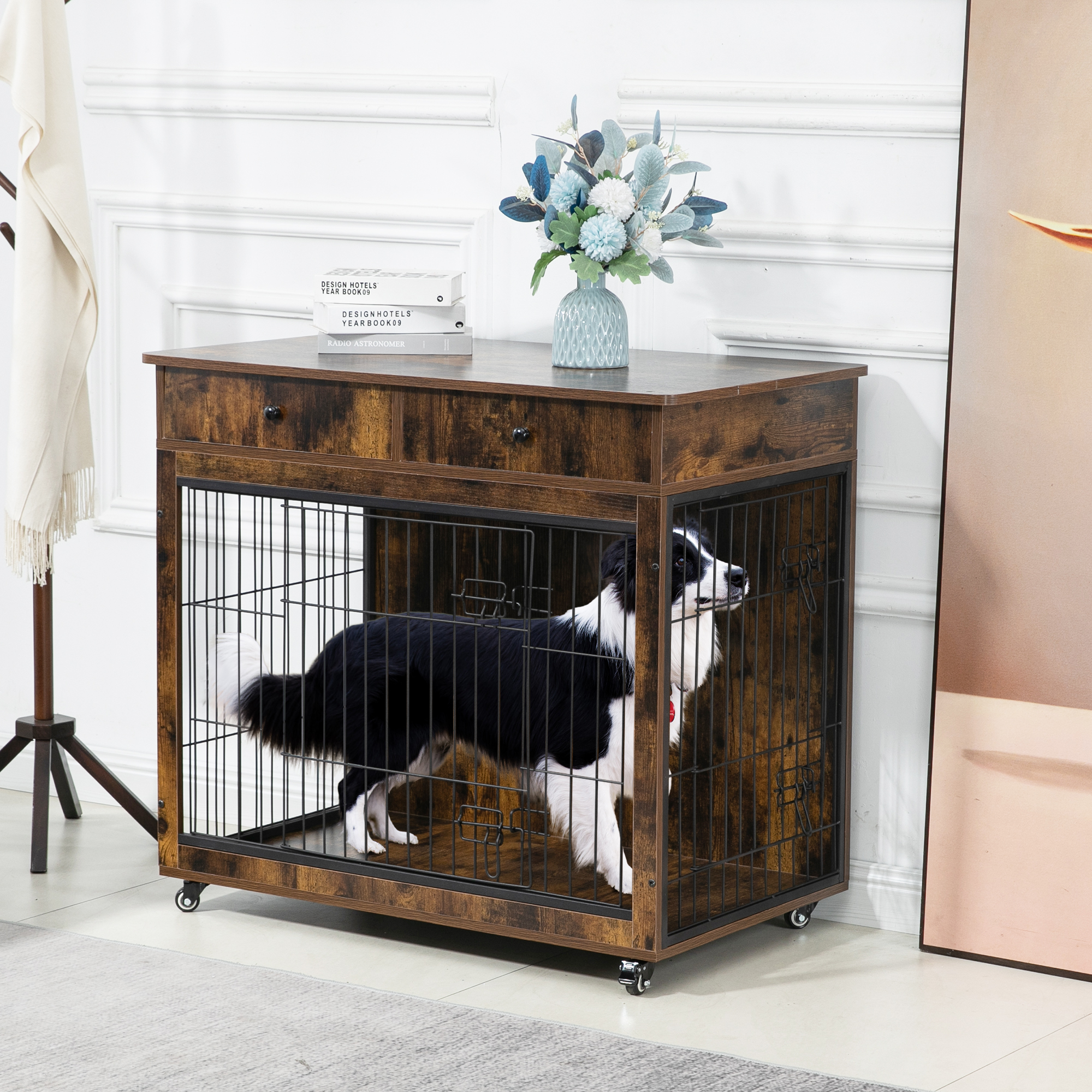 Picture of Dog Crate Furniture, Wooden Dog Crate End Table, 38.4 inch Dog Kennel ...