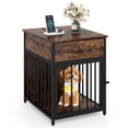 thumbnail image 1 of Dog Crate Furniture for Small Dogs，Wooden Puppy Kennel with Charging Station & Drawer, Rustic Brown, 1 of 8