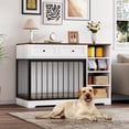 thumbnail image 1 of Garvee 47" Wooden Dog Crate Furniture with 2 Drawers & 4 Shelves, Large Heavy-Duty Indoor Dog Kennel, Decorative Dog Crate End Table with Storage for Living Room & Bedroom, White, 1 of 8