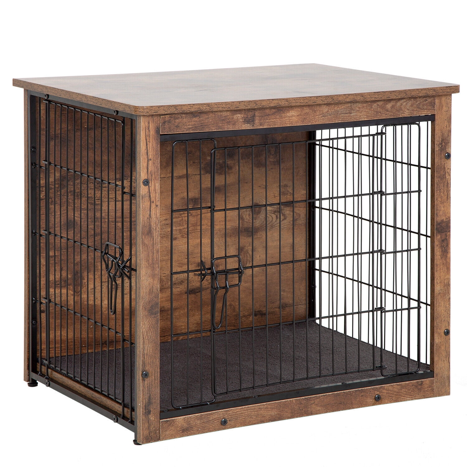 Dog Crate Furniture with Cushion,Wooden Dog Crate with Double Door