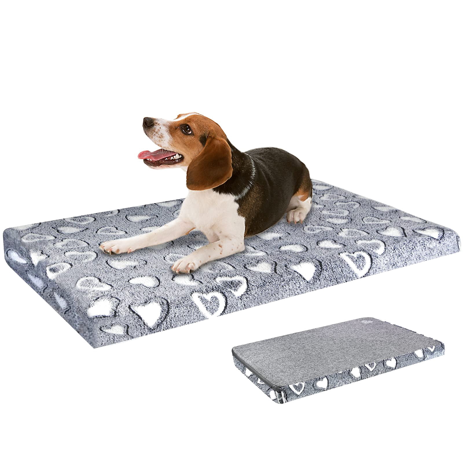 Dog Crate Mat - Reversible Cool & Warm Stylish Bed  Waterproof Machine Washable Supports Small To Xxl Dogs Grey