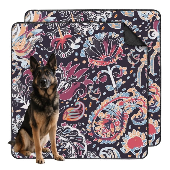 Dog Crate Mat Washable 48"x48", Reusable Pee Pad with Non-Slip Back for Potty Training Indoors (Paisley)