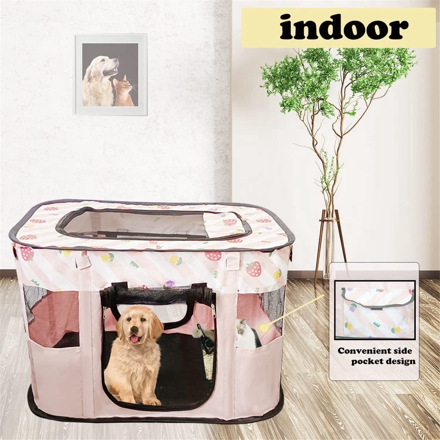 Snow Deer Non-Slip Fabric Pet Crate for Cat