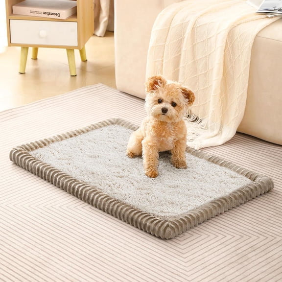 Dog Crate Pad, Crate Bed Non-Skid Kennel Pad, Rubber Backing Memory Foam for Dog Bed Mat, Machine Washable Dog Bed for Crate, 17"x24"