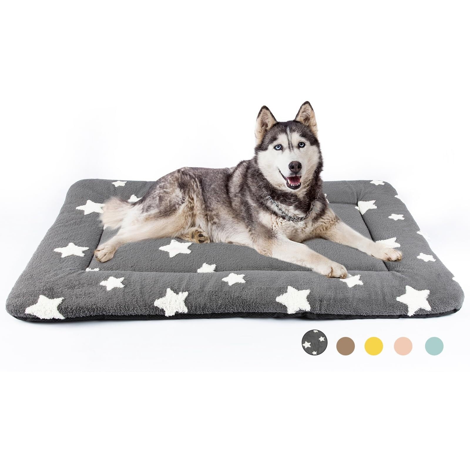 View of Dog Crate Pad Kennel Bed Crate Mat for Small Dogs Washable Cute Star ...