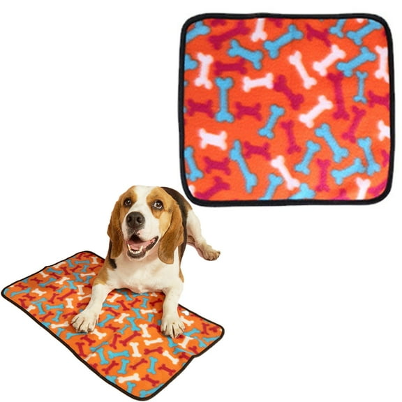 Dog Crate Pads Dog Pee Pads Rugs Washable Dog Pads, Cute Bone Pattern Pet Throw Puppy Blankets Coral Fleece,1 piece - L(15.74"x12.59")