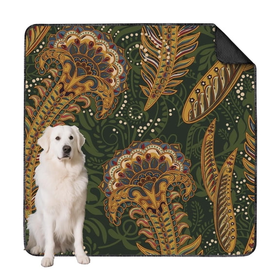 Dog Crate Pads Washable 72"x72", Paisley Print Reusable & Non-Slip Pee Pad for Kennels and Floor Use