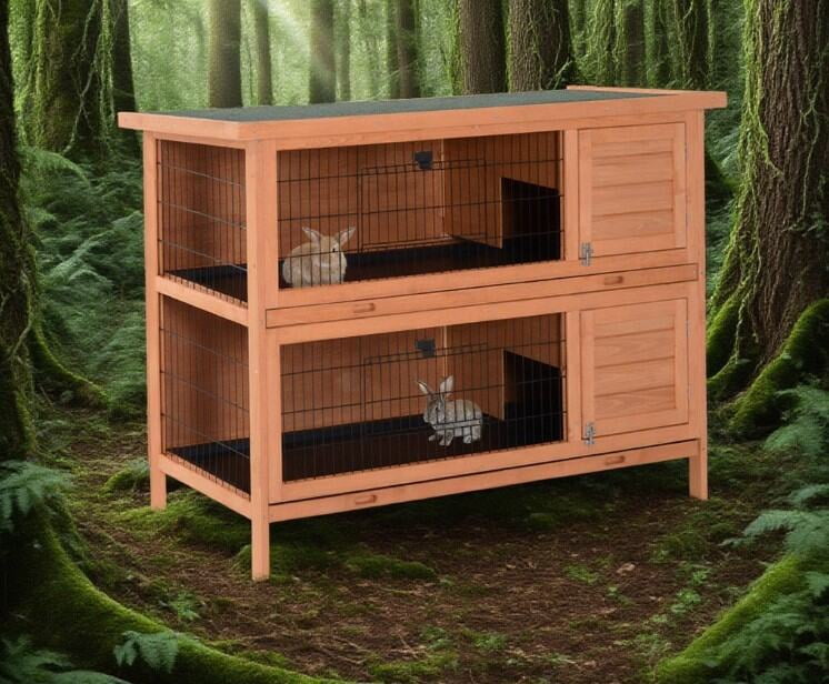 Dog Crate, Rabbit Hutch Bunny Cage Wooden Pet House Small Animal Habitat, Orange Pet Playpen,Wood Chicken Coop, Pet Supplies Pens & Hutches