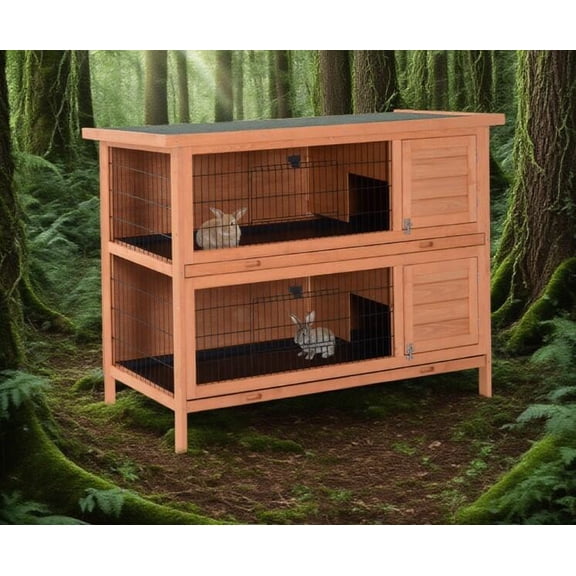 Dog Crate, Rabbit Hutch Bunny Cage Wooden Pet House Small Animal Habitat, Orange Pet Playpen,Wood Chicken Coop, Pet Supplies Pens & Hutches