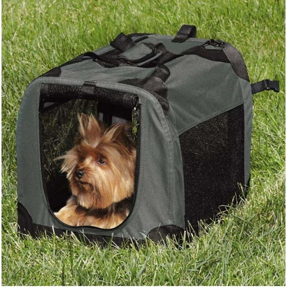 Dog Crate Soft Side Collapsible Charcoal Grey Sturdy Light Weight Portable Travel (XSmall 24" x 16" x 16")
