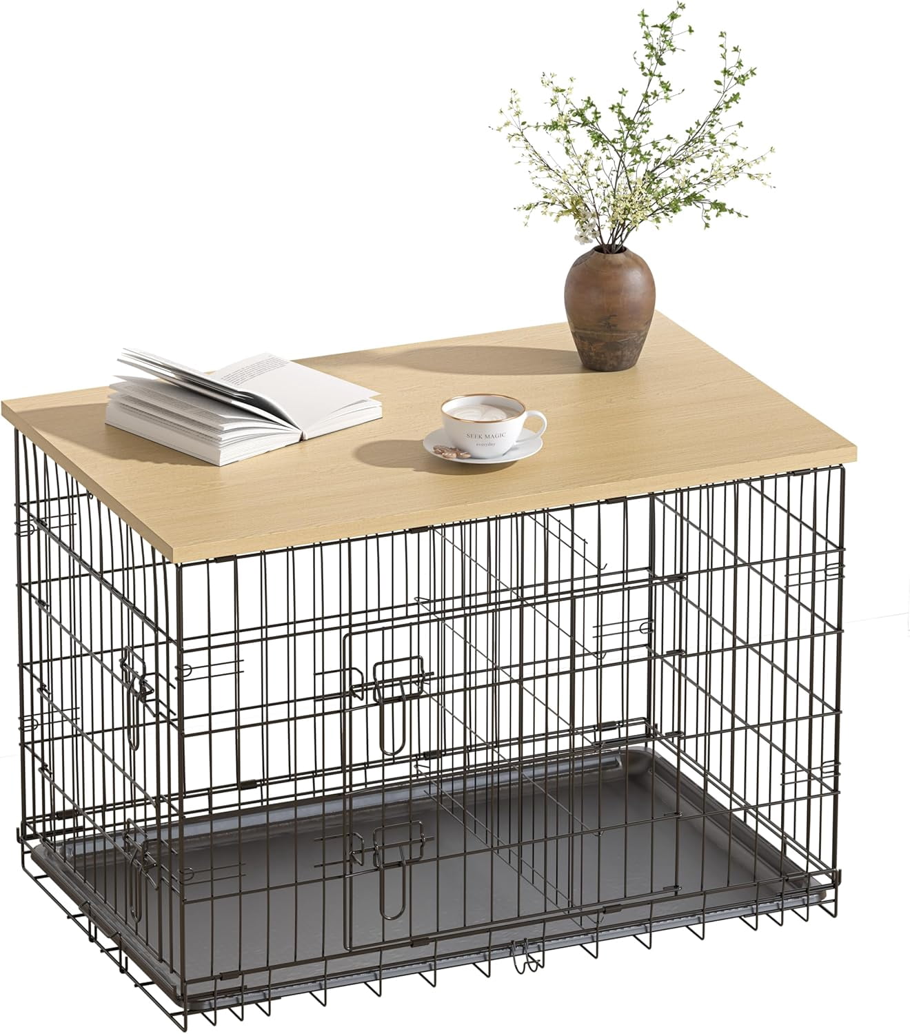 Curated visual reference: Countertop Dog Crate With Kitchen Attachment Reference: Dog Crate Topper Wood Countertop For 48 42 36 30