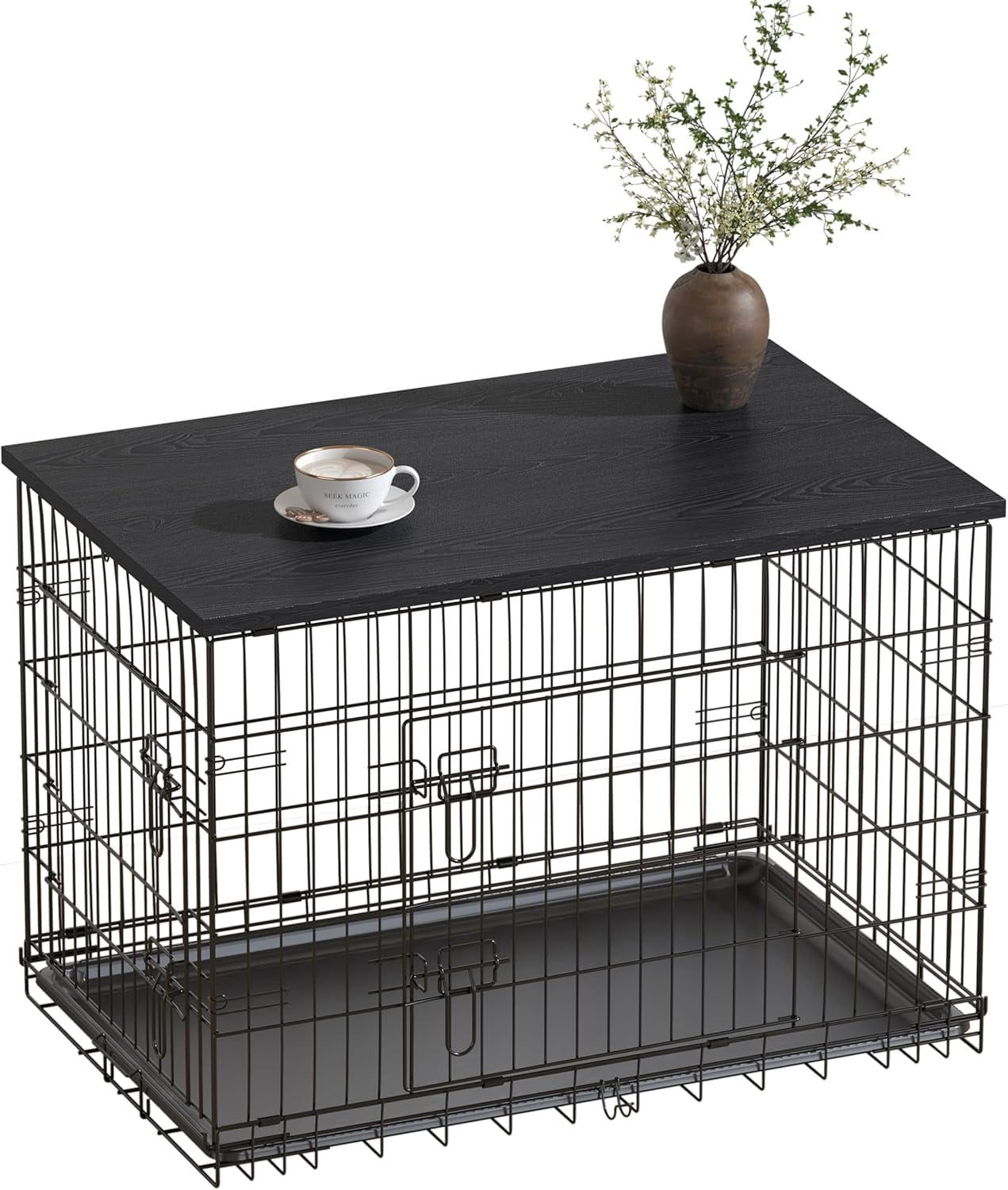 Image showcasing Dog Crate Topper Wood Countertop for 48 42 36 30 24 inch Dog Cage, Dog ...