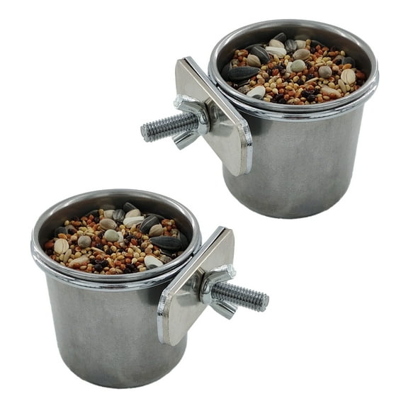 Dog Crate Water Bowl Kennel Hanging Bowl Removable Pet Dog Stainless Steel Coop Cups - 6.5cm