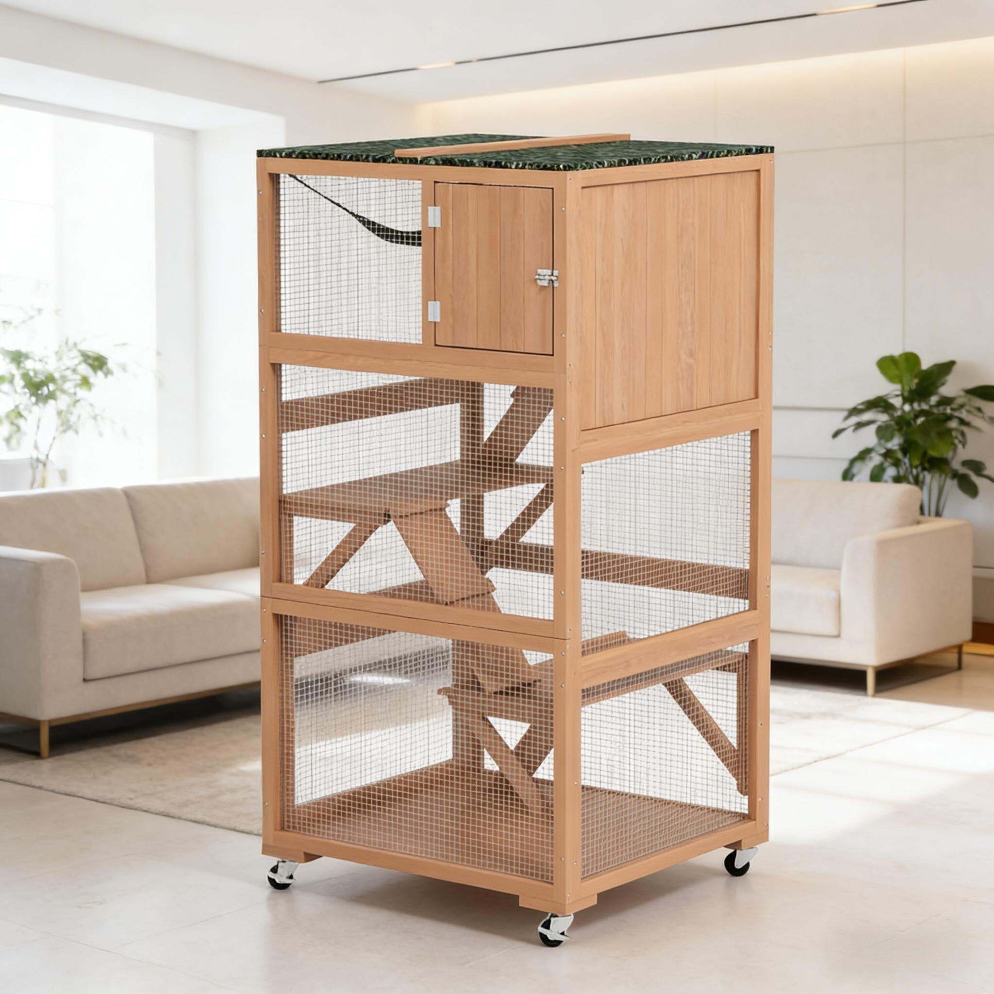 Dog Crate, Wooden Outdoor Cat Enclosure House,Pet House, Green,Orange Pet Playpen,Wood Chicken Coop, Pet Supplies Pens & Hutches