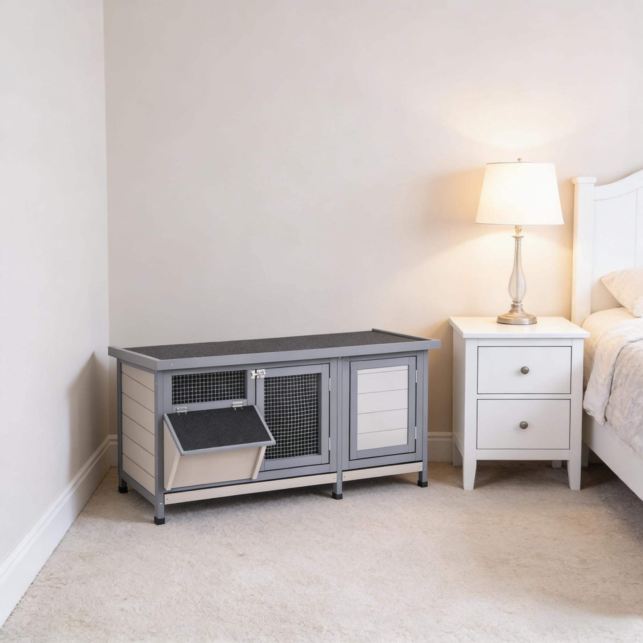 Dog Crate, Wooden Pet House,Small Animal Cage Rabbit Hutch, Gray Pet Playpen,Steel,Wood Chicken Coop, Pet Supplies Pens & Hutches