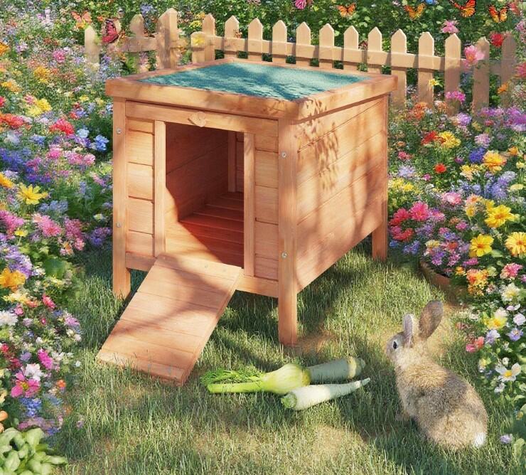 Dog Crate, Wooden Rabbit Hutch Wooden Rabbit Hutch Bunny Cage Guinea Pig Cage Duck House Dog House, Natural Pet Playpen,Wood Chicken Coop, Pet Supplies Pens & Hutches
