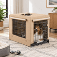 Dog Crate for Medium Large Dogs, Tan, 42.0"L x 28.0"W x 31.0"H, Indoor ...
