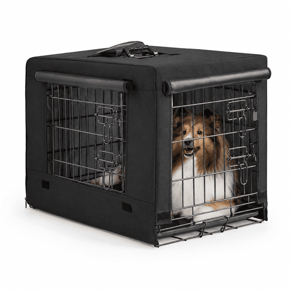 Dog Crate for Small Medium Dogs Indoor Double Door Kennel, Black 30.0"L ...