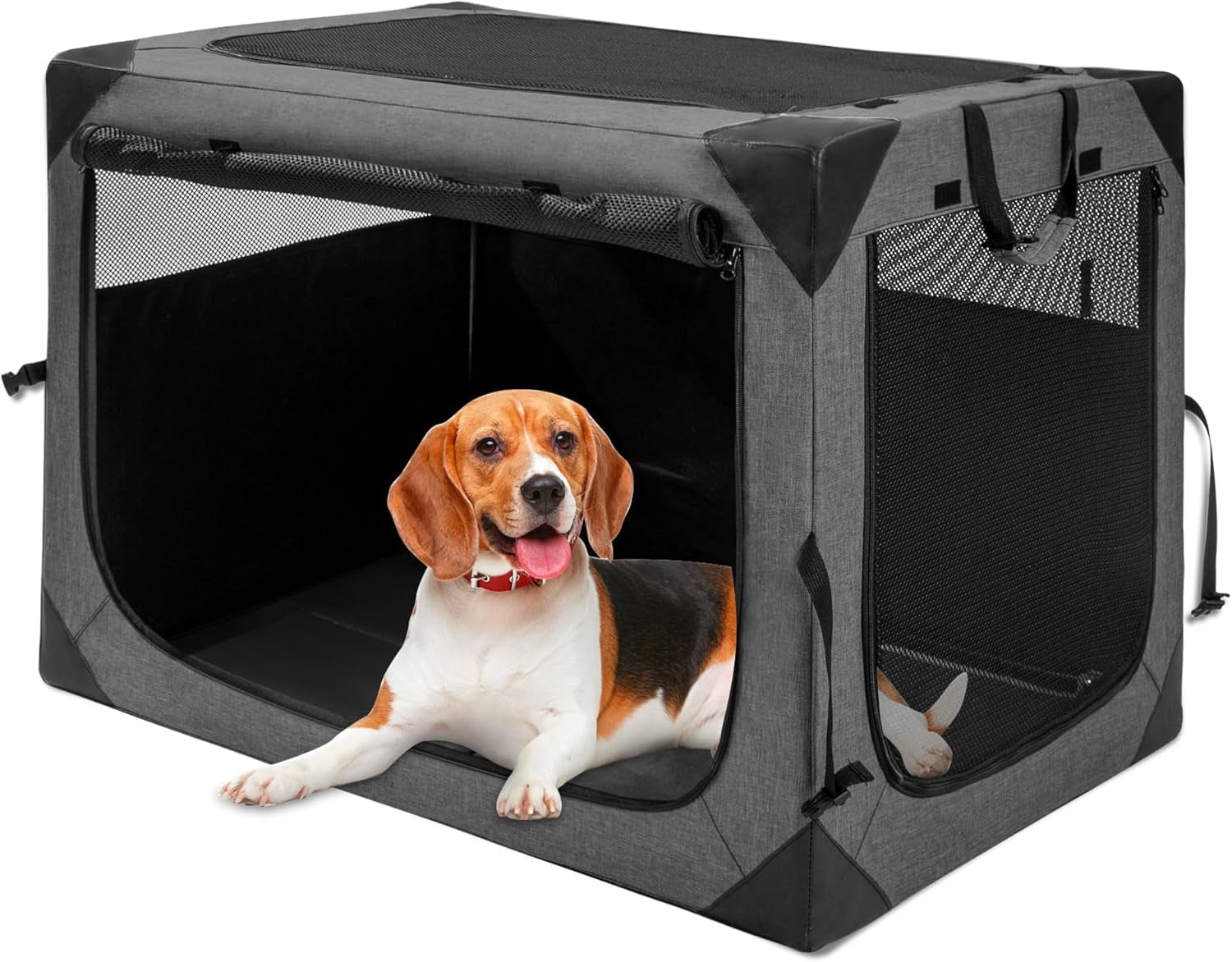 Picture of Dog Crates - 36 Inch Collapsible Soft Dog Crate, 3-Door Foldable Soft ...